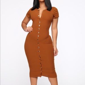 Take me there ribbed midi dress - rust